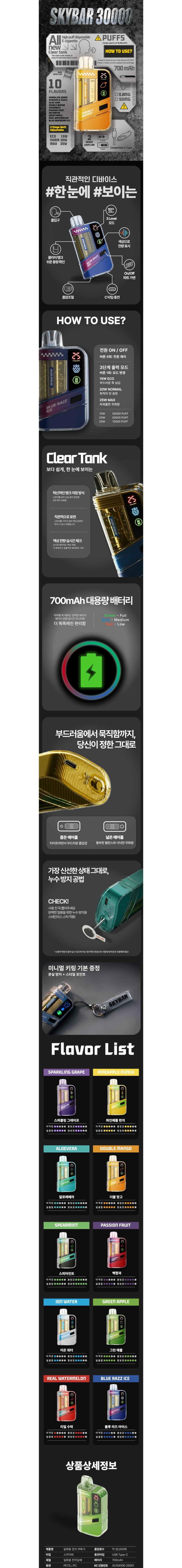 [스카이바] 일회용 스카이바 30000 (1%/30,000Puffs) 상세