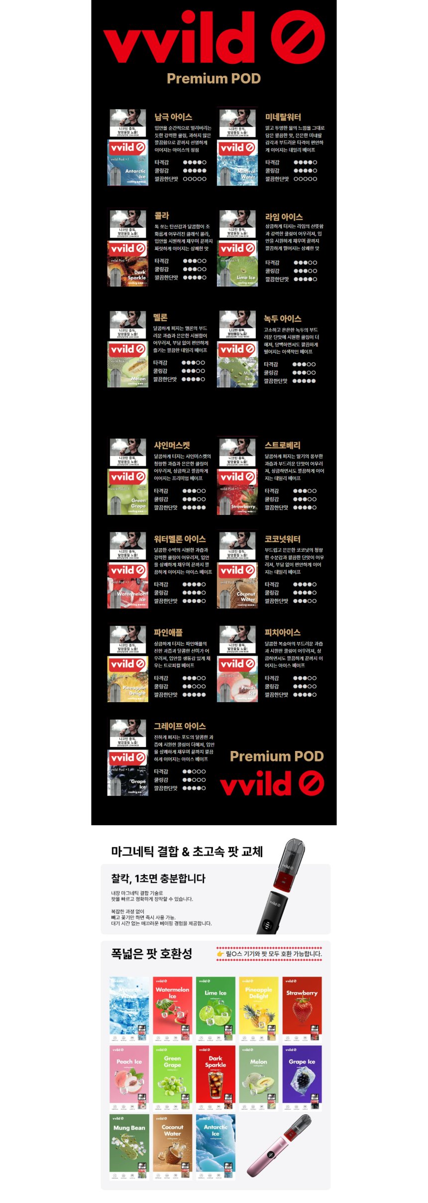 [와일드] 일회용 V6.0 액상 팟 (1%/2.5ml/1개입) 상세